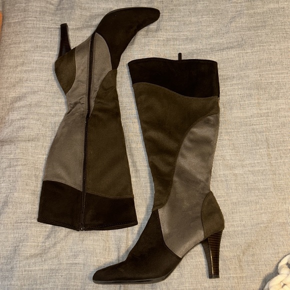 brown suede knee high boots - Picture 2 of 8